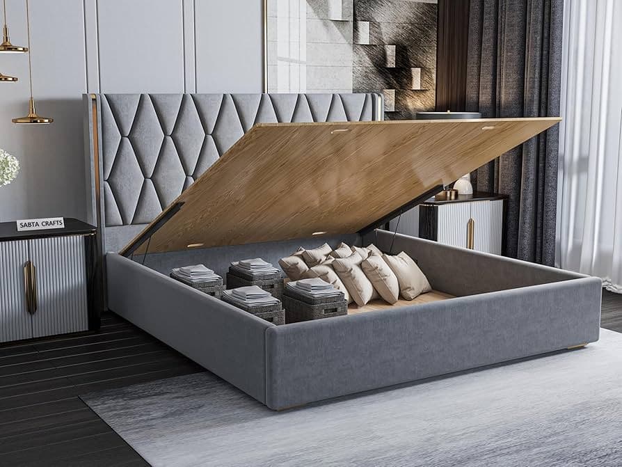 Hydraulic Velvet Storage Bed